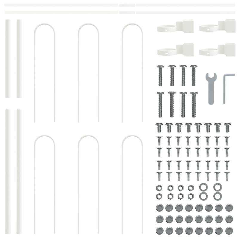 Gartenzaun mit Bogenoberteil Weiß 5,1 x 0,8 m aus Stahl