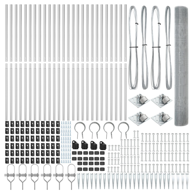 Geknoteter Drahtzaun mit 13 Spike-Pfosten 1,2x50 m Verzinkter Stahl