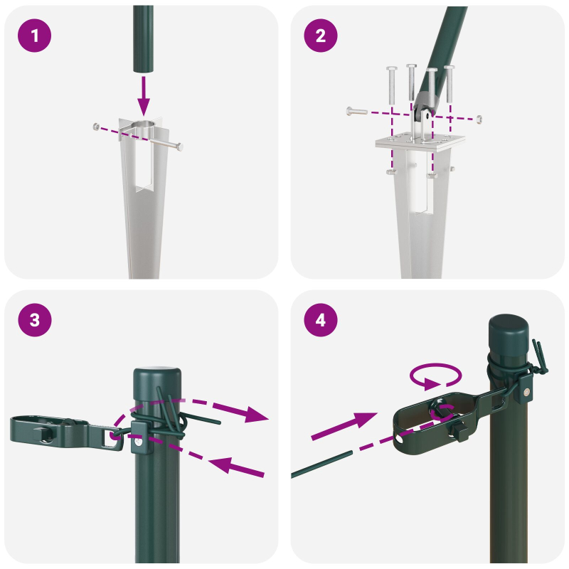 Zaunpfosten mit Spitze 26 Stück Ø32 mm 80 cm verzinkter Stahl
