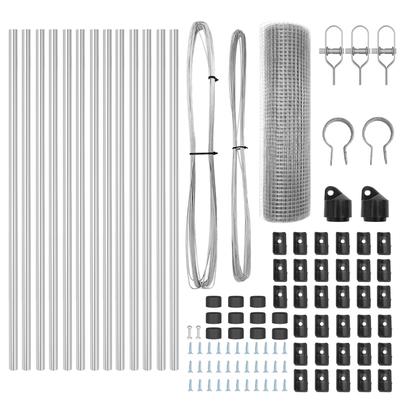 Geschweißter Drahtzaun mit 13 Pfosten 0,8x25 m aus verzinktem Stahl