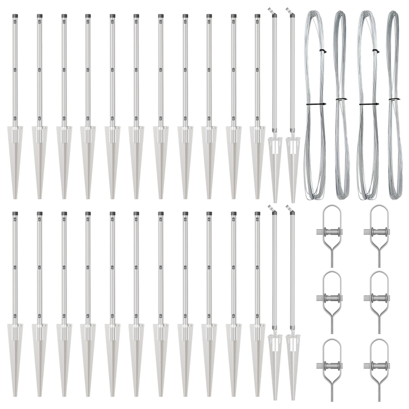 Zaunpfosten mit Spike 26 Stück Ø32 mm 120 cm Verzinkter Stahl