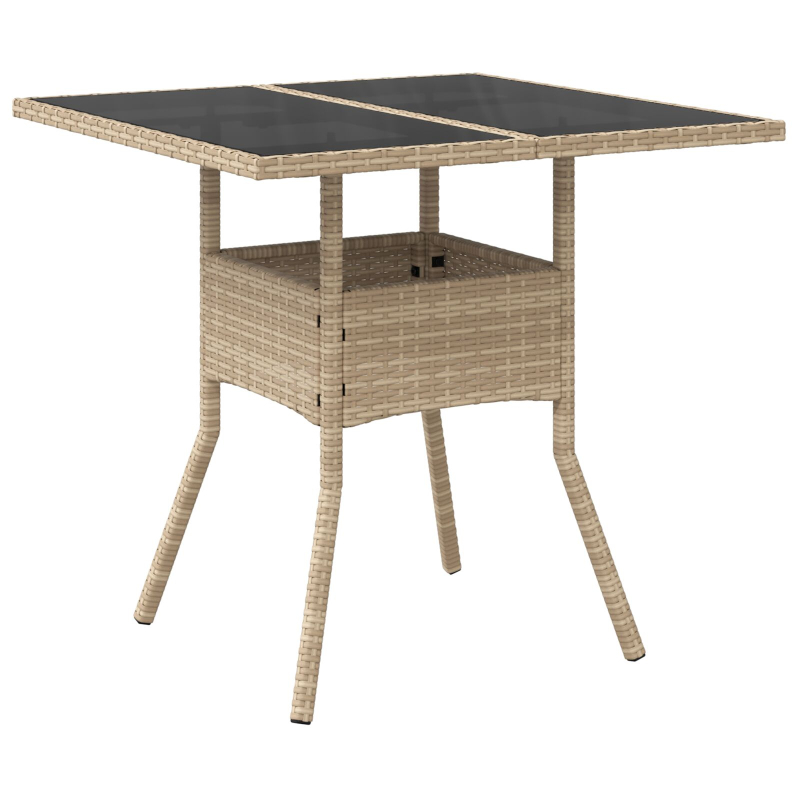 3-teilige Garten Essgruppe Beige Poly Rattan