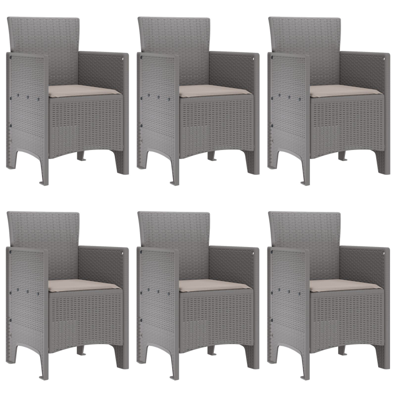 7-teilige Garten-Essgruppe mit Kissen Lichtgrau Poly Rattan