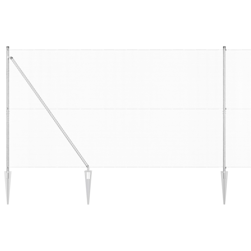 Schweißdrahtzaun mit 13 Spike-Pfosten 1.6x25 m aus verzinktem Stahl