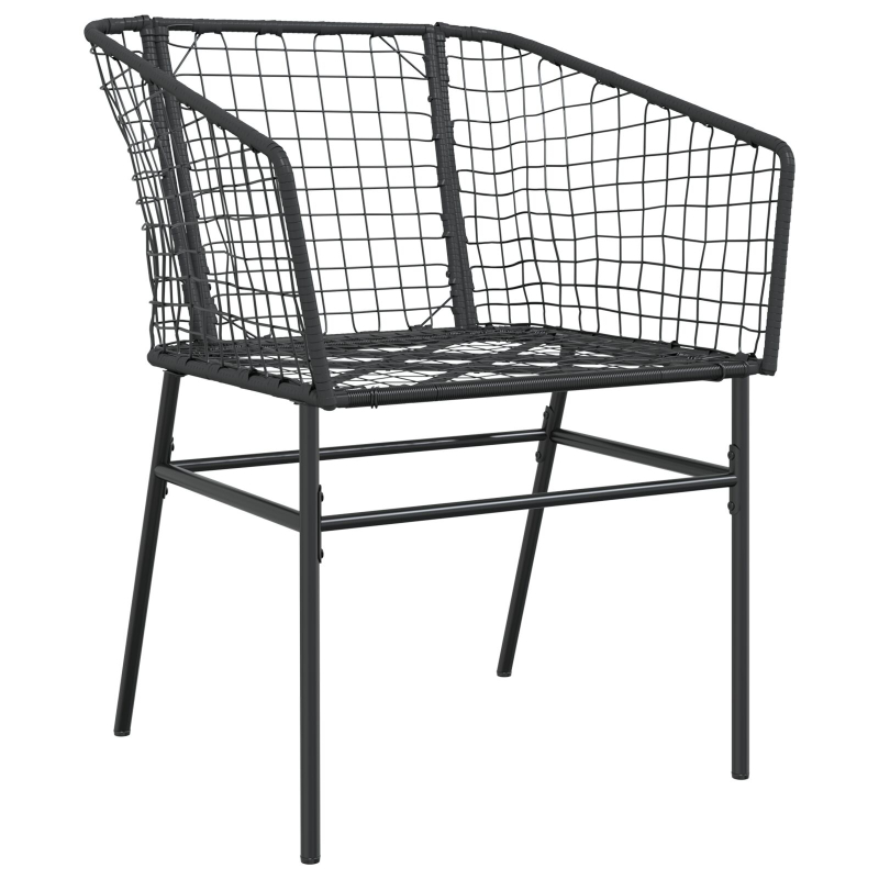 3-teiliges Garten-Essenset Schwarz Poly Rattan