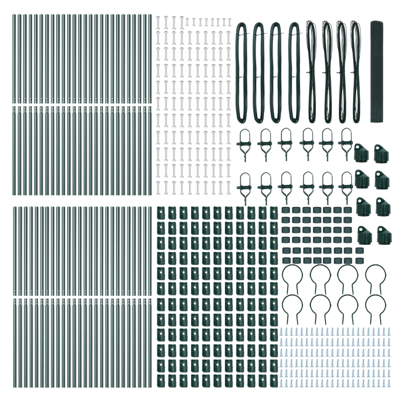 geschweißter Drahtzaun mit 13 Pfosten Grün 1x100 m Stahl