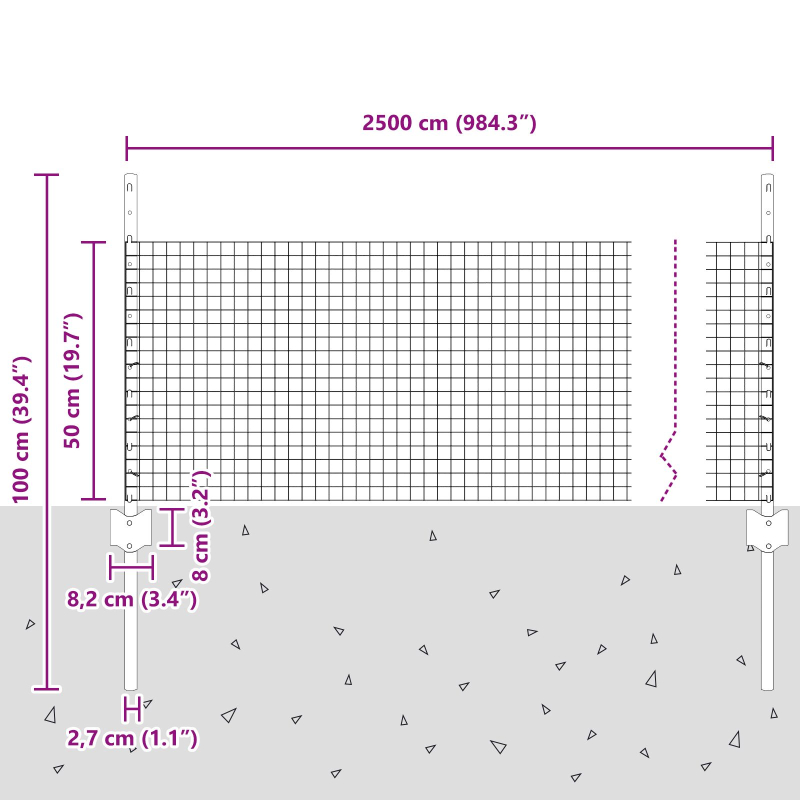Gartenzaunset Set aus 2 Galvanisierter Stahl 25 x 0,5 m Langlebig