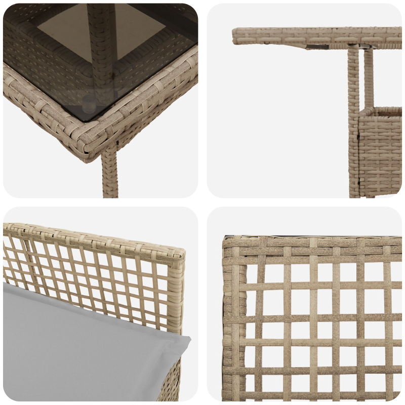 5-teiliges Garten Essset Beige Poly Rattan