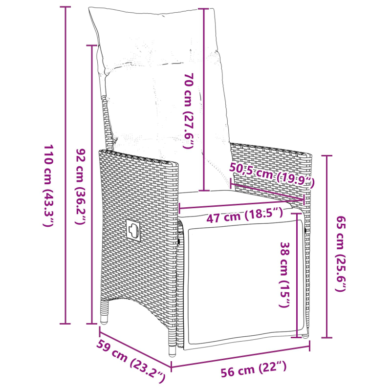 5-teiliges Garten-Dining-Set mit Kissen Beige Poly-Rattan