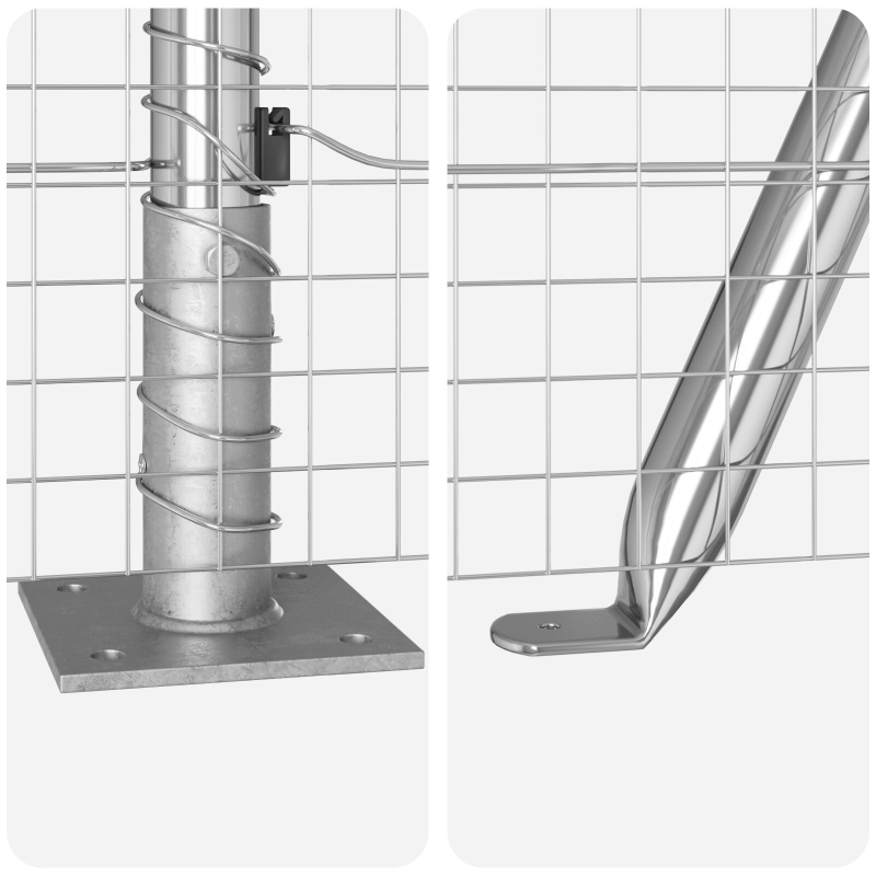 Welded Wire Zaun mit 13 Flanschpfosten 0,6x25 m Verzinkter Stahl