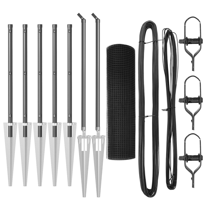 Zaunpanelset Set aus 2 Grau Metall, Kunststoff 10 x 0,5 m