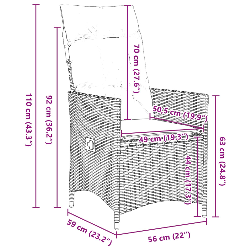 3-teiliges Garten-Esszimmer-Set mit Kissen Grau Poly-Rattan
