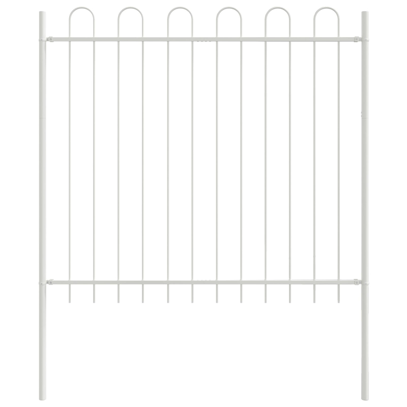 Gartenzaun mit Bogenoberkante Weiß 5,1x1,5 m aus Stahl