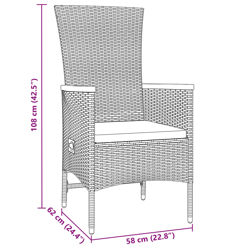 5-teiliges Garten-Dining-Set mit Kissen Grau Poly-Rattan
