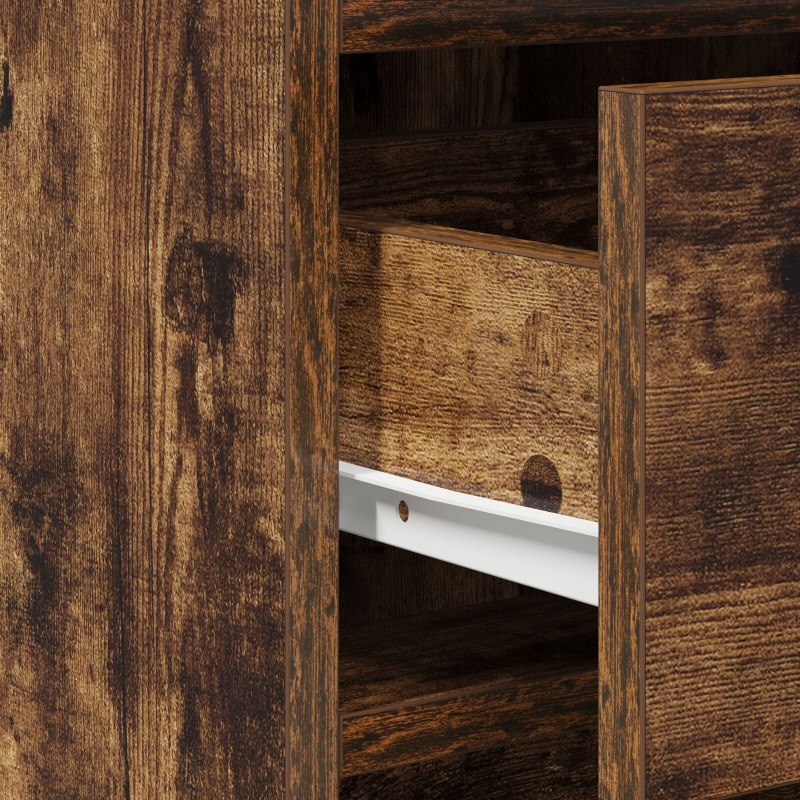 3-teiliges Schminktisch-Set mit LED in geräuchertem Eichenholz