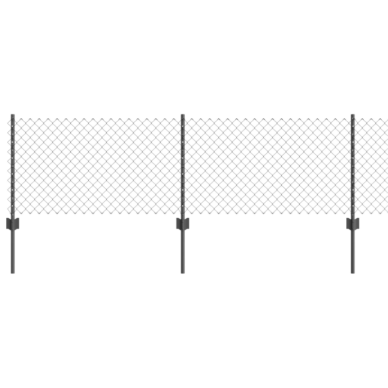 Drahtzaun mit 10 U-Pfosten Grau 0,6x10 m Stahl