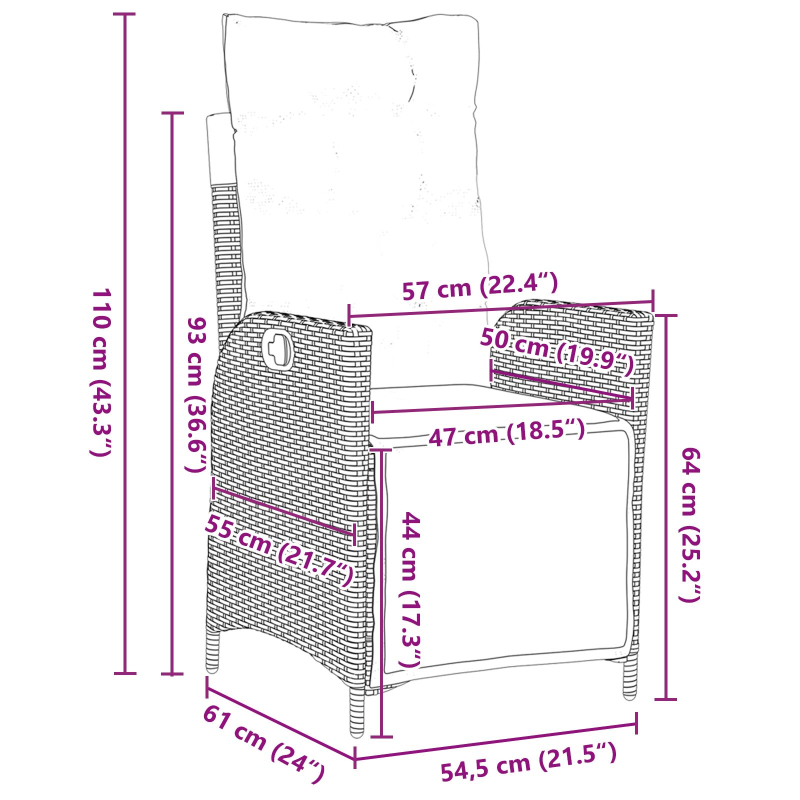 5-teiliges Garten-Essenset Braun Poly Rattan