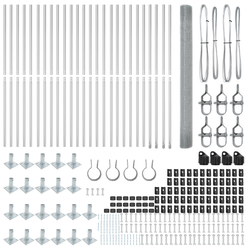 Geschweißter Drahtzaun mit 13 geflanschten Pfosten 1,6x50 m Verzinkter Stahl