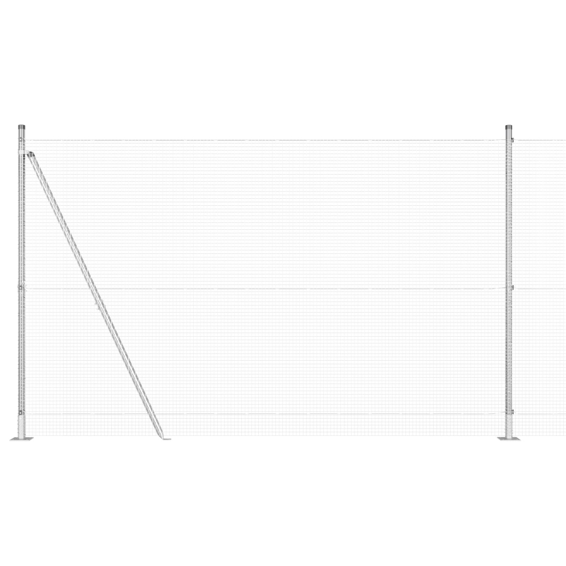 Schweißdrahtzaun mit 7 Flanschpfosten 1,5x10 m aus feuerverzinktem Stahl