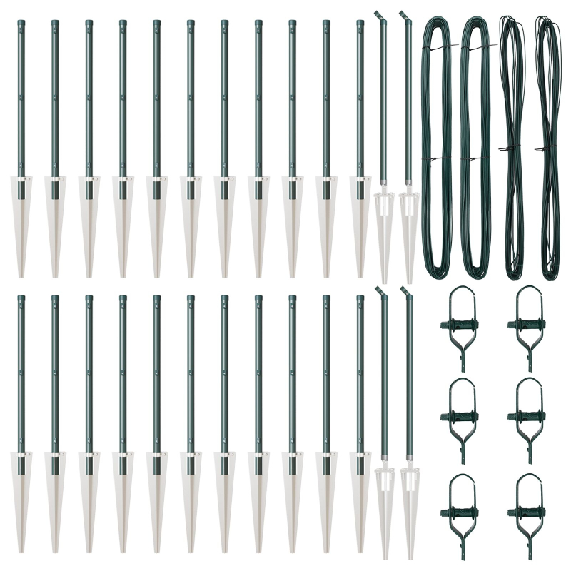 Zaunpfosten mit Spitze 26 Stück Ø32 mm 80 cm verzinkter Stahl