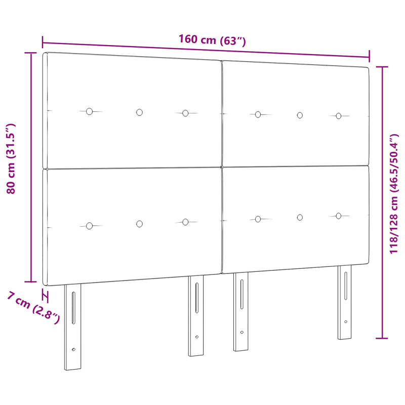Kopfteil Knopfheftung Dunkelgrau 160 cm Stoff
