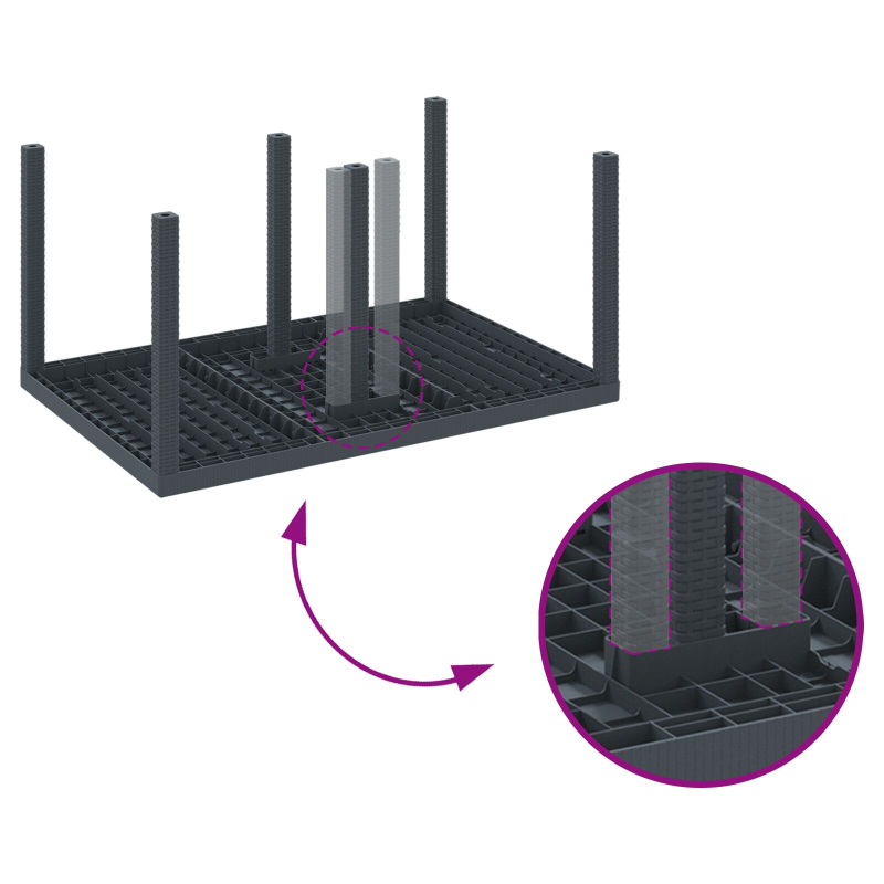 7-teiliges Garten EssSet mit Kissen Anthrazit Poly-Rattan