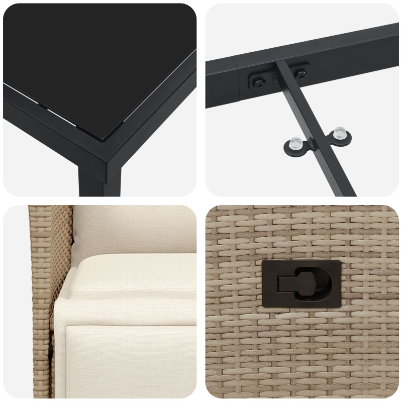 5-teiliges Garten-Dining-Set mit Kissen Beige Poly-Rattan