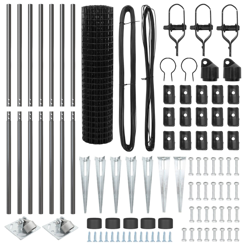 Euro Zaun mit 7 Spike-Pfosten 1,2x10 m feuerverzinkter Stahl Grau
