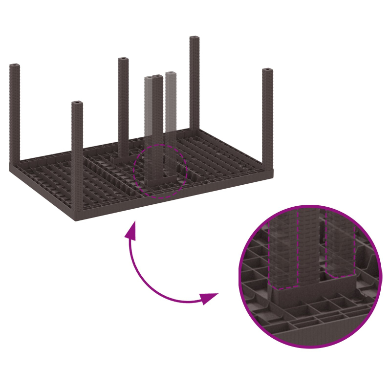 7-teiliges Garten Essset mit Kissen Braun Poly Rattan
