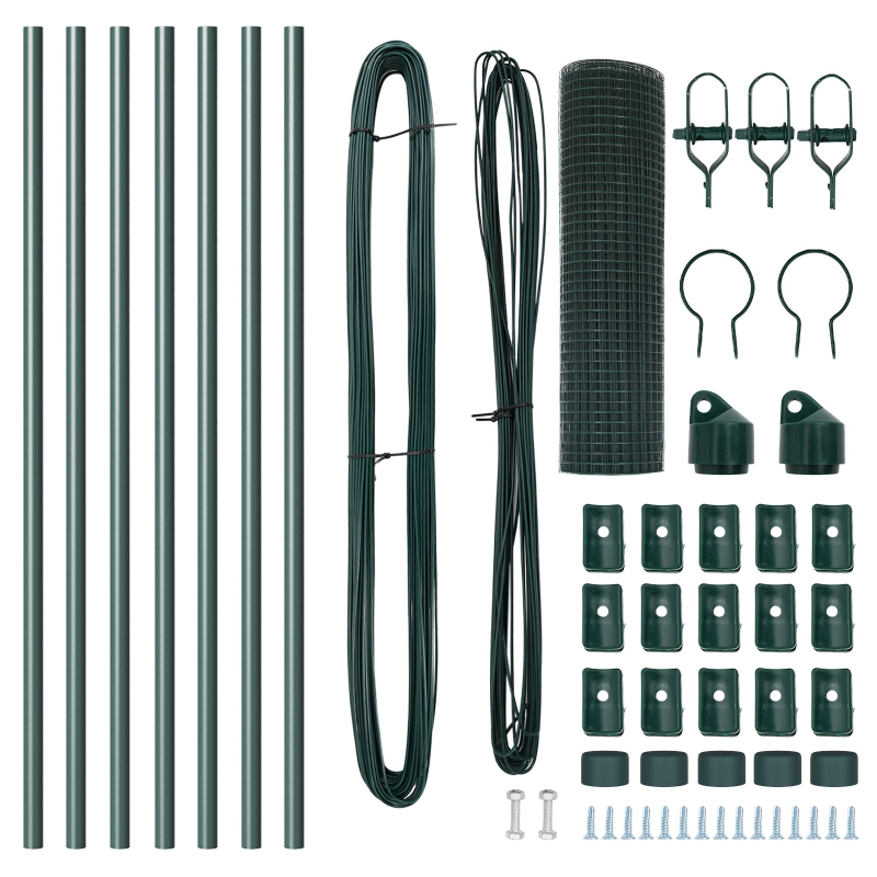 Geschweißter Drahtzaun mit 7 Pfosten Grün 0.8x10 m Stahl