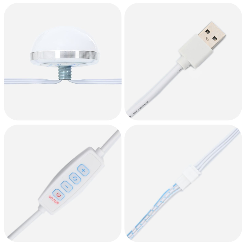 2-teilige Schminktischgarnitur mit LED in Beton Grau und Holzwerkstoff