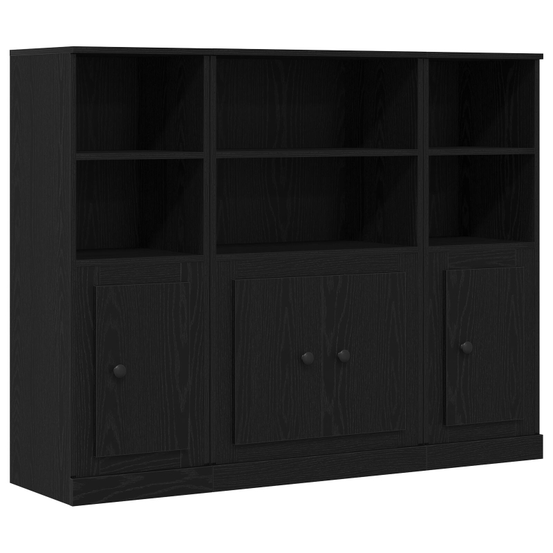 Highboard Schwarz Eiche 132x35,5x103,5 cm Holzwerkstoff