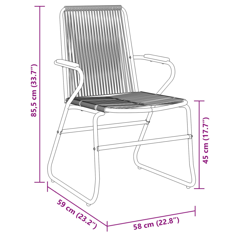 7-teiliges Garten Essbereich Set Schwarz PVC Rattan