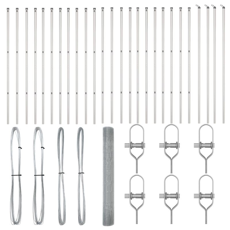 Schweißdrahtzaun mit 13 Pfosten 1x100 m verzinkter Stahl