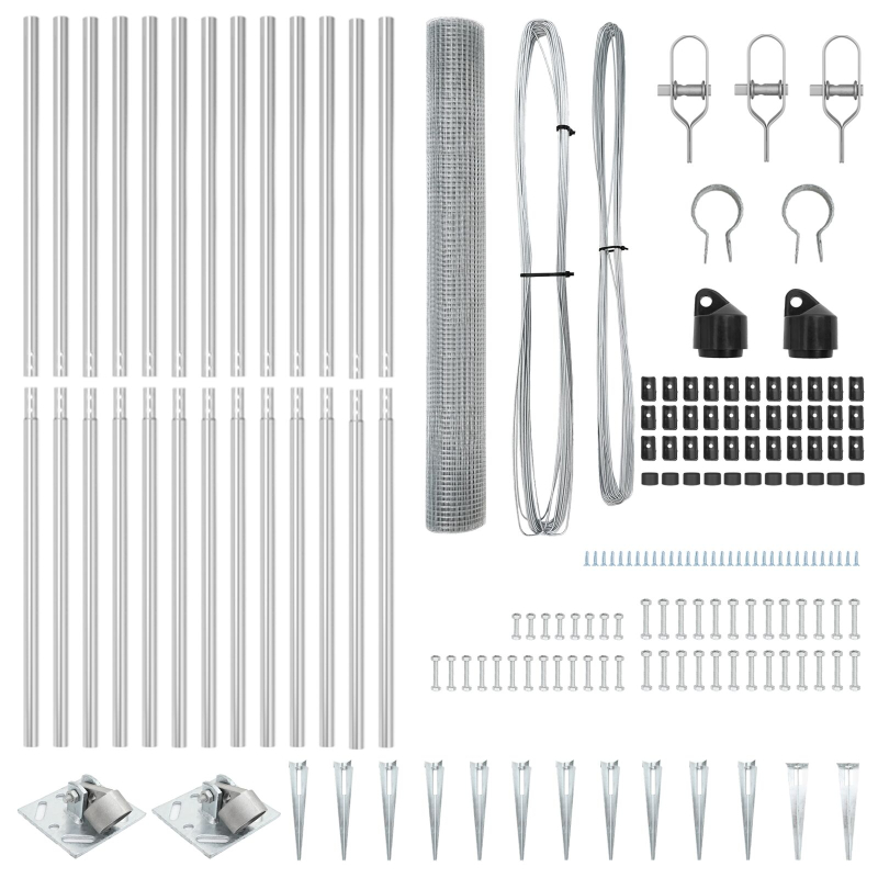 Schweißdrahtzaun mit 13 Spitzenpfosten 1,2x25 m aus galvanisiertem Stahl