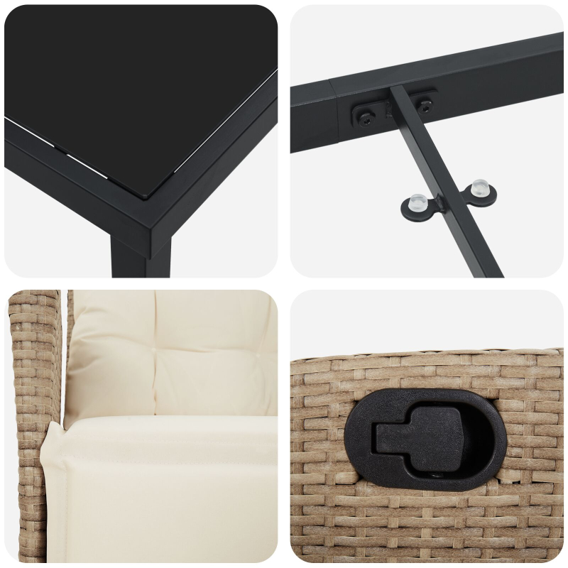 5-teiliges Garten-Esszimmer-Set Beige Poly-Rattan