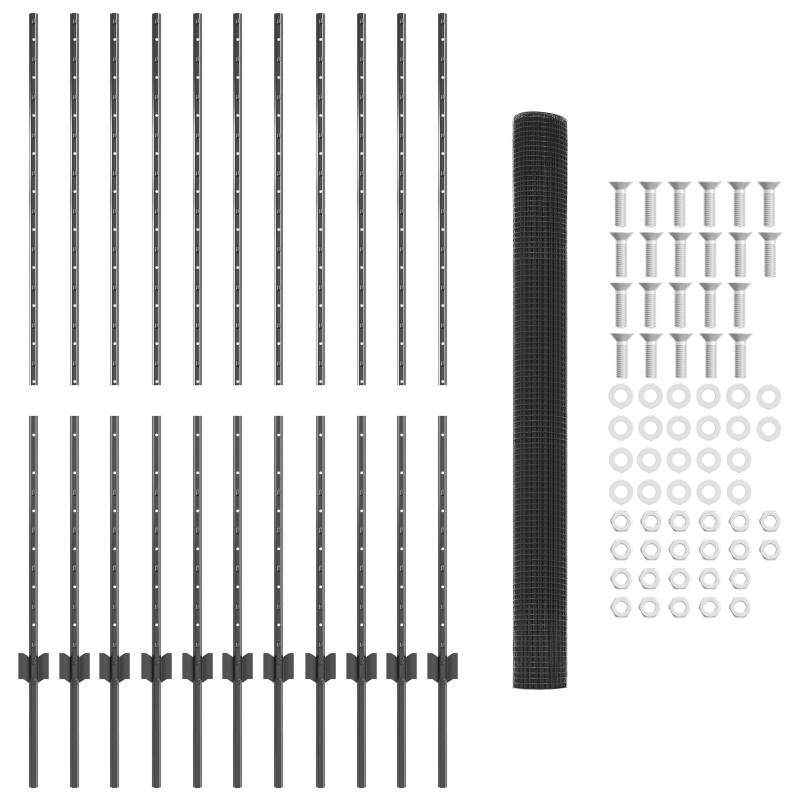 Schweißdrahtzaun mit 22 U-Pfosten Grau 1.4x25 m Stahl