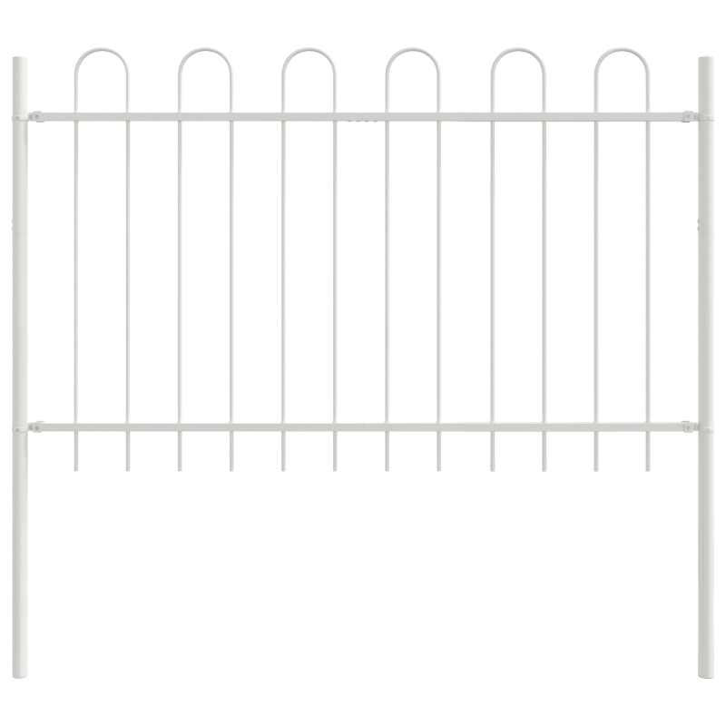 Gartenzaun mit Bogenoberteil Weiß 10,2x1 m aus Stahl