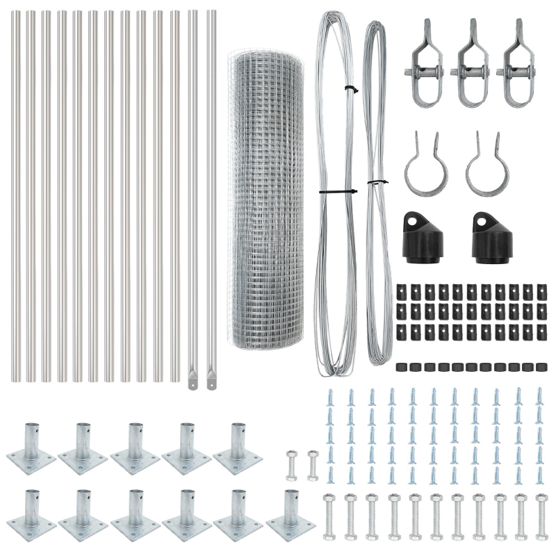 Zaunpfosten Set Set mit 2 Verzinkter Stahl 25 x 0.5 m Langlebig