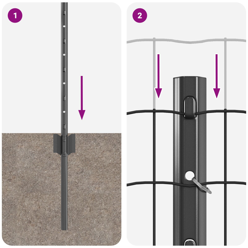 Gartenzaun-Set Set von 2 Grau Pulverbeschichteter Stahl Langlebig