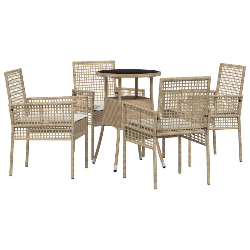 5-teiliges Garten Essset Beige Poly Rattan