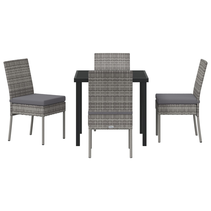 5-teiliges Garten-Essset Grau Poly-Rattan