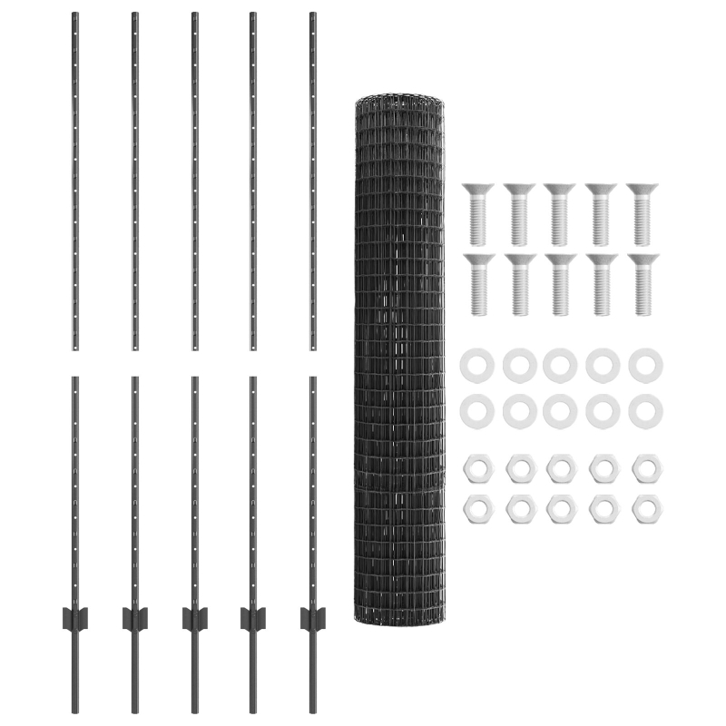 Eurozaun mit 10 U-Posten Grau 1,5x10 m Stahl