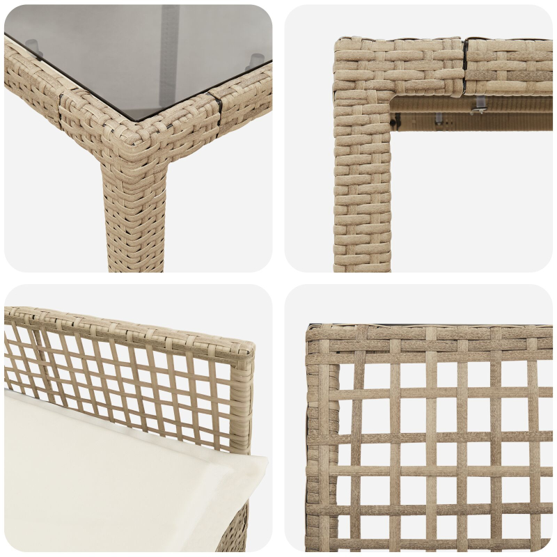 5-teilige Garten-Speisegruppe mit Kissen Beige Poly Rattan