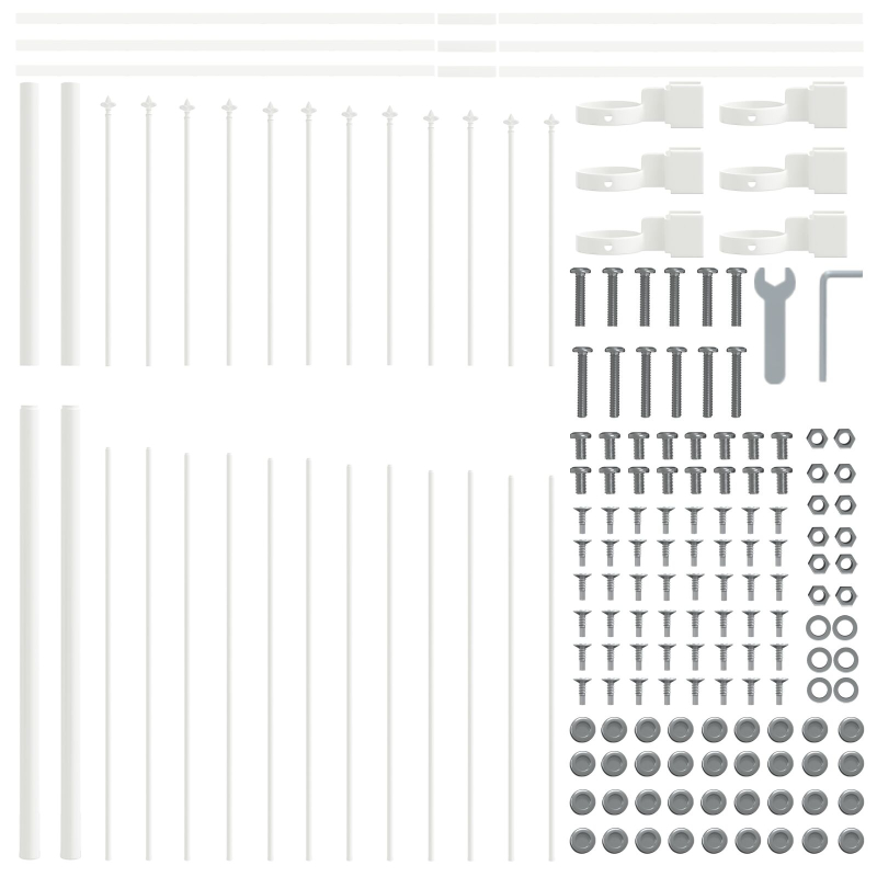 Gartenzaun mit Bogenoberteil Weiß 11,9x1,75 m Stahl