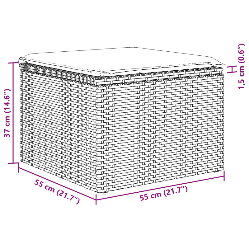 8-teiliges Garten-Sofa-Set mit Kissen, braun, Poly-Rattan