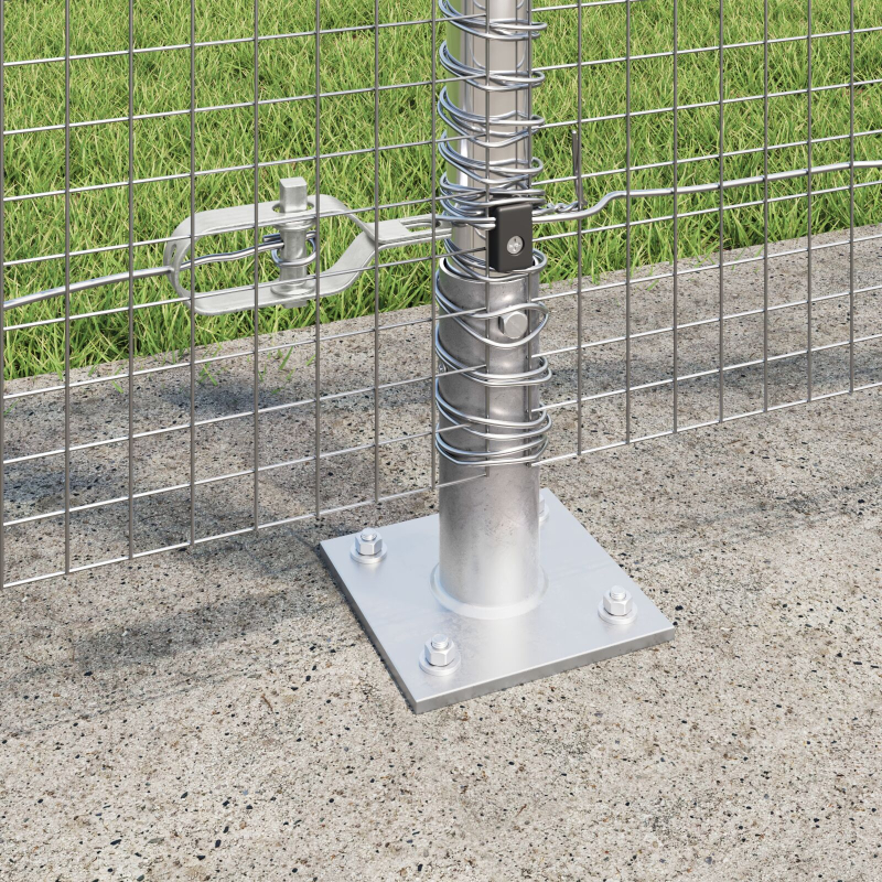 Schweißdrahtzaun mit 13 Flanschen Pfosten 1,2x50 m Verzinkter Stahl