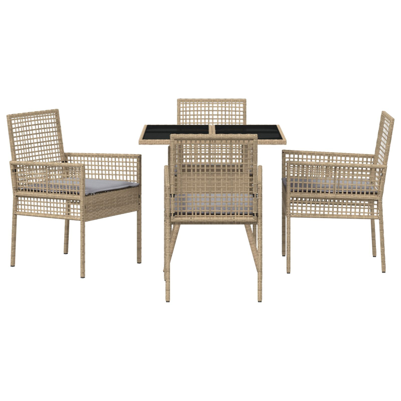 5-teiliges Garten Essset Beige Poly Rattan