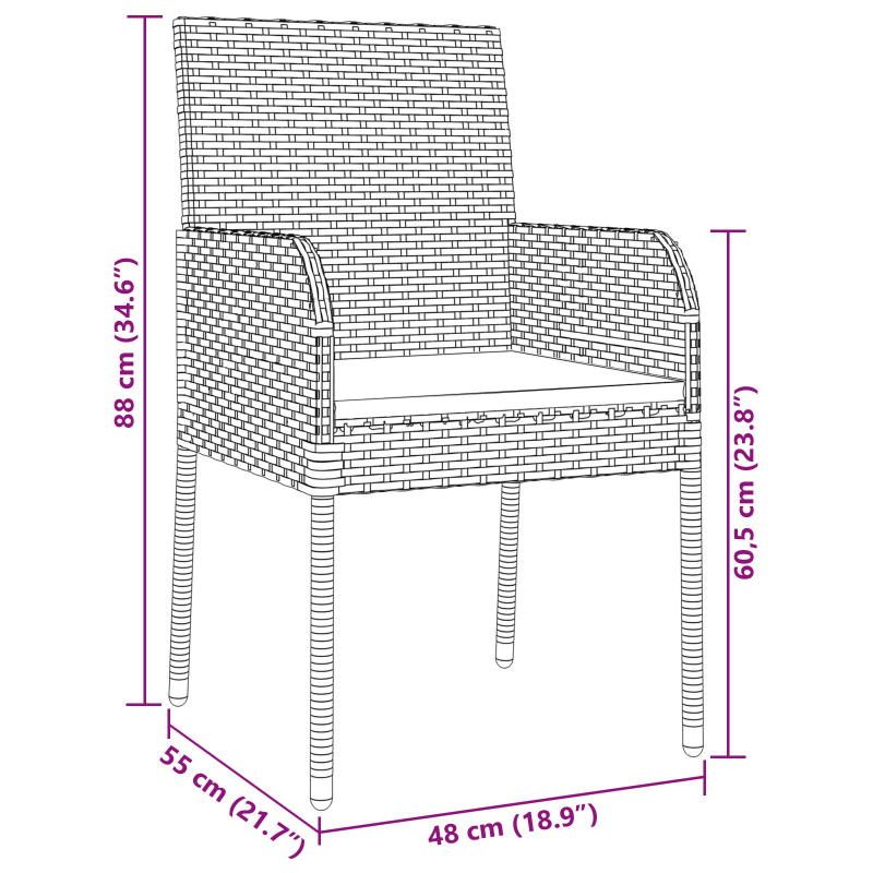 5-teiliges Garten-Essbereich mit Kissen Schwarz Poly-Rattan
