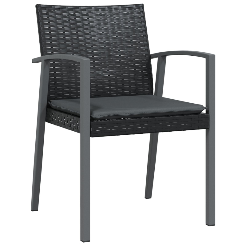 Set aus 3 Schwarz PE-Rattan, Stahl 56,5x57x83 cm Langlebig